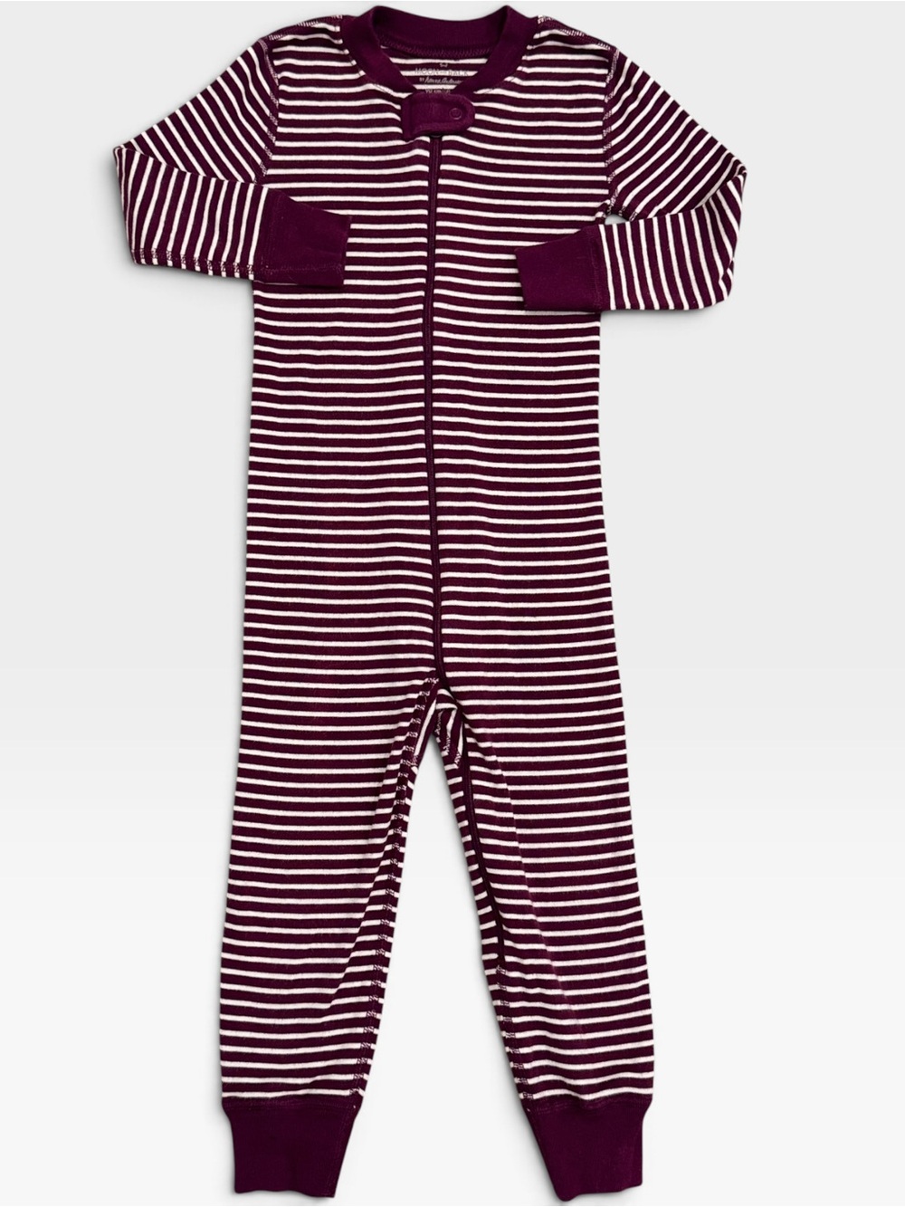 Moon and Back Hanna Andersson Burgundy Stripe Zip Sleeper 3T Organic Cotton